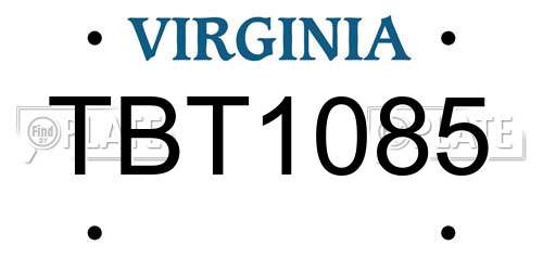 TBT1085 Virginia License Plate