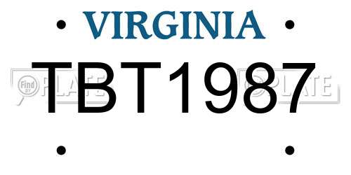 TBT1987 Virginia License Plate