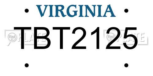 TBT2125 Virginia License Plate
