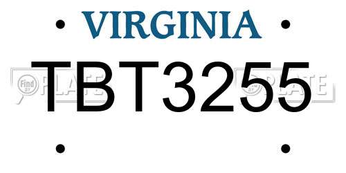 TBT3255 Virginia License Plate