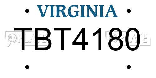 TBT4180 Virginia License Plate