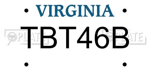 TBT46B Virginia License Plate