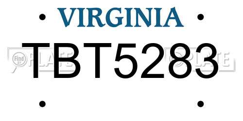 TBT5283 Virginia License Plate