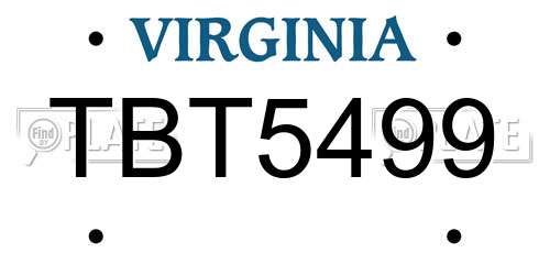 TBT5499 Virginia License Plate