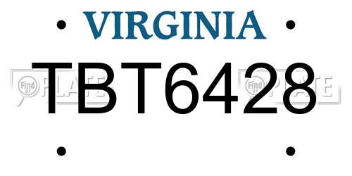 TBT6428 Virginia License Plate