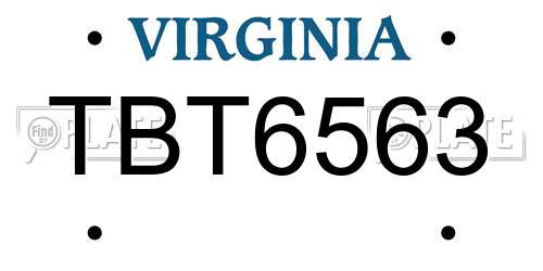 TBT6563 Virginia License Plate