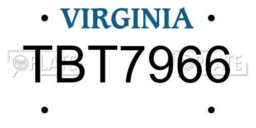 TBT7966 Virginia License Plate