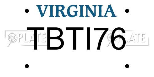 TBTI76 Virginia License Plate