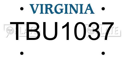 TBU1037 Virginia License Plate