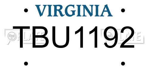 TBU1192 Virginia License Plate