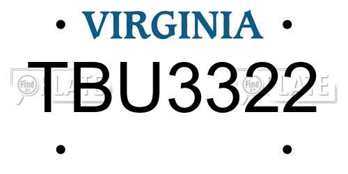 TBU3322 Virginia License Plate
