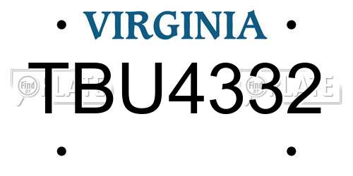 TBU4332 Virginia License Plate