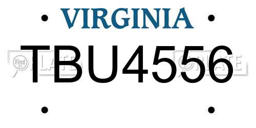TBU4556 Virginia License Plate