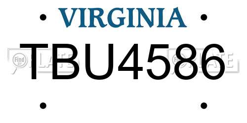 TBU4586 Virginia License Plate