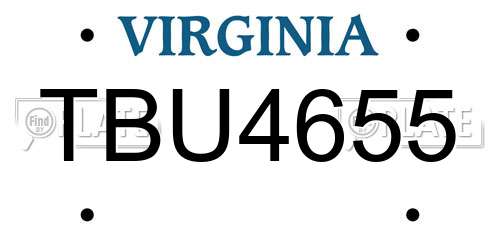 TBU4655 Virginia License Plate