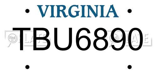 TBU6890 Virginia License Plate