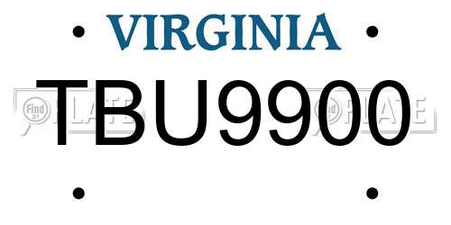 TBU9900 Virginia License Plate