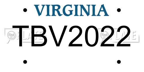 TBV2022 Virginia License Plate