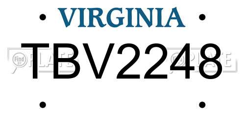 TBV2248 Virginia License Plate