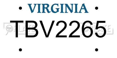 TBV2265 Virginia License Plate