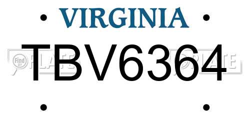 TBV6364 Virginia License Plate