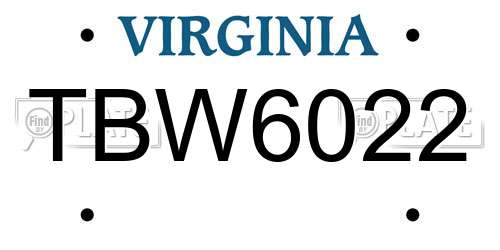 TBW6022 Virginia License Plate