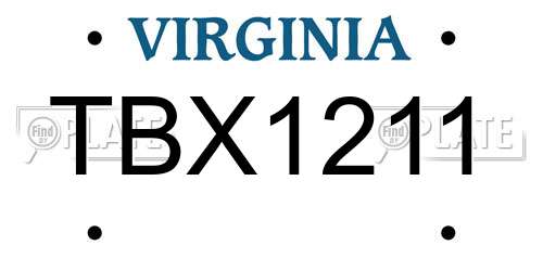 TBX1211 Virginia License Plate