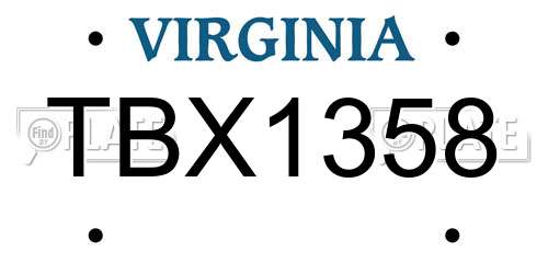 TBX1358 Virginia License Plate