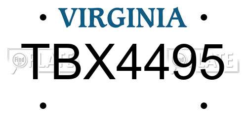TBX4495 Virginia License Plate