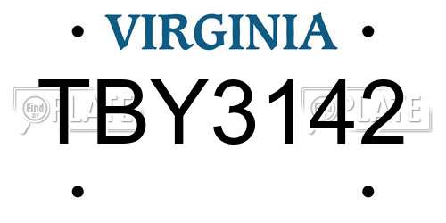 TBY3142 Virginia License Plate
