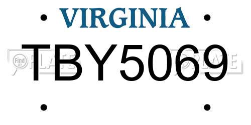 TBY5069 Virginia License Plate