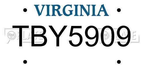 TBY5909 Virginia License Plate