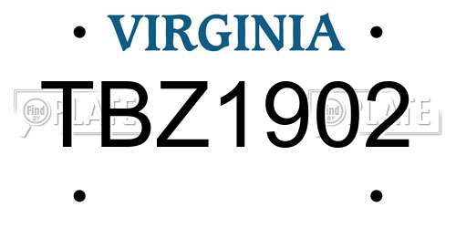 TBZ1902 Virginia License Plate
