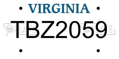 TBZ2059 Virginia License Plate