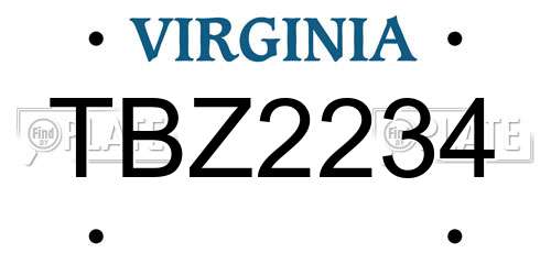 TBZ2234 Virginia License Plate