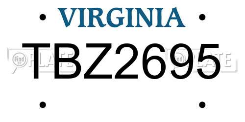 TBZ2695 Virginia License Plate