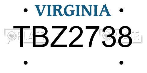 TBZ2738 Virginia License Plate