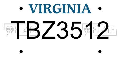 TBZ3512 Virginia License Plate