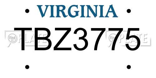 TBZ3775 Virginia License Plate