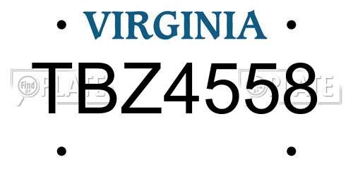 TBZ4558 Virginia License Plate
