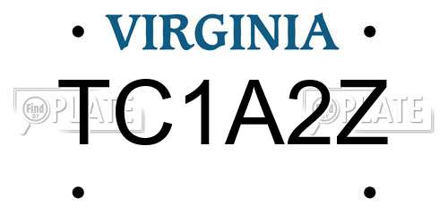 TC1A2Z Virginia License Plate