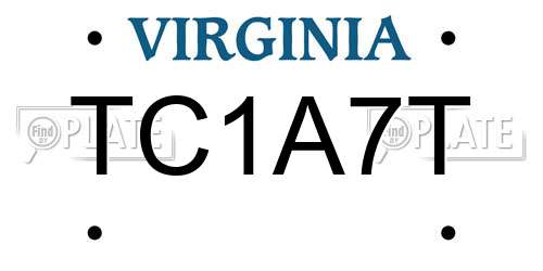 TC1A7T Virginia License Plate