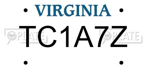 TC1A7Z Virginia License Plate