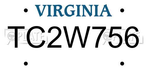 TC2W756 Virginia License Plate