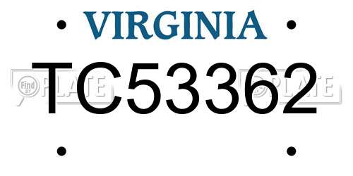 TC53362 Virginia License Plate
