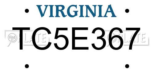 TC5E367 Virginia License Plate