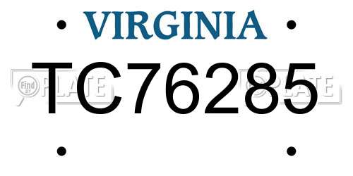 TC76285 Virginia License Plate