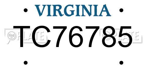 TC76785 Virginia License Plate