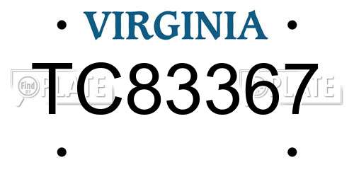 TC83367 Virginia License Plate