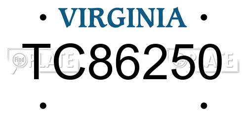 TC86250 Virginia License Plate